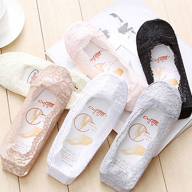 Women's socks boat socks women's pure cotton low top shallow mouth color cotton dot cloud pattern short socks invisible socks silicone non-slip thin women's socks