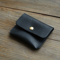 Monkey handmade×Cowhide coin purse portable banknote small square bag wax wiping pattern vegetable tanned money card bag customization