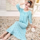 Xuân-thu và đông XL modal cotton dài ngủ váy nữ mùa hè dài tay áo dễ thương chất béo MM đồ ngủ cho bà bầu váy thu đông đẹp Đêm đầm