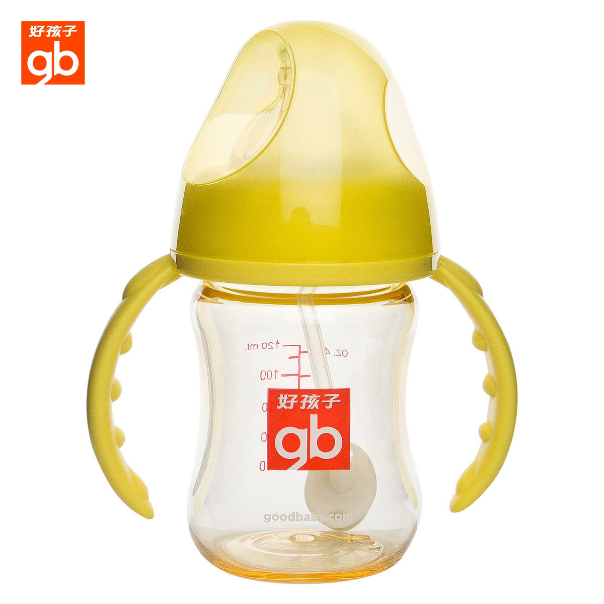 Goodbaby/好孩子仿真乳感宽口径握把吸管PES奶瓶120ml B80094