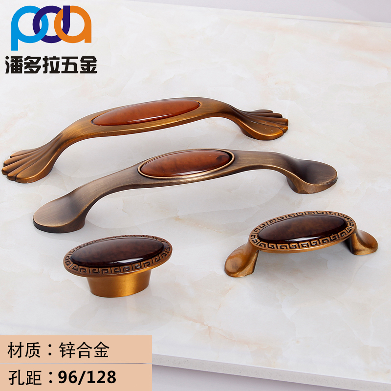 Mahogany European antique drawer handle Surface wardrobe door handle Modern simple cabinet door overall cabinet hardware