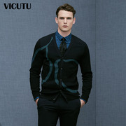 VICUTU nam dài tay áo dệt kim cotton mềm mại thoáng khí mỏng đan