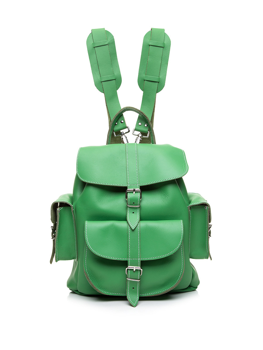 Grafea 绿色针扣搭带双贴袋双肩包