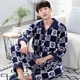 Nam giới mùa thu và mùa đông flannel đồ ngủ nhà dịch vụ nam dày áo khoác lông cừu san hô bộ mặc nhà nam trung niên Nam giới
