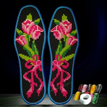 Insoles cross-stitch men and women cotton pinhole embroidery six layers thickened full hand embroidered semi-finished products autumn and winter with Thread Needle