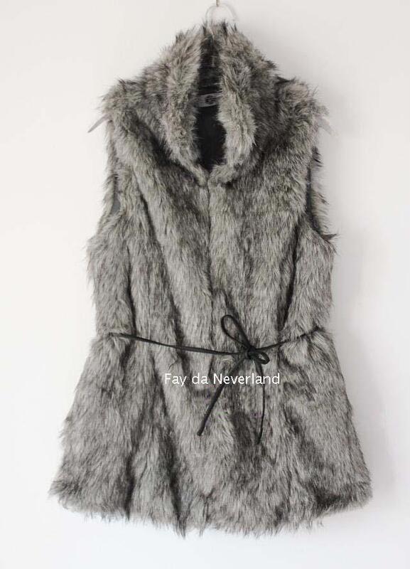 Clearance Stradivarius Store 449 Women's Winter Long Fur Vest Gray