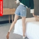 Mùa hè ins cao eo quần short denim nữ lỏng quăn Hàn Quốc phiên bản của chic lỗ rộng lỗ sinh viên hoang dã một từ hot quần quần jean cao cấp Quần jean