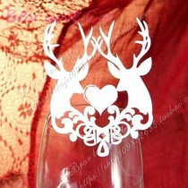 Christmas love deer glass cup card card card pendant wall sticker cake decoration card wedding seat card 50