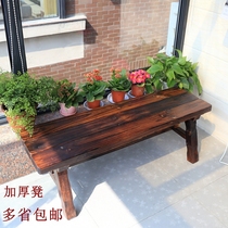 Carbonized anticorrosive wood park chair wooden bench balcony bench outdoor solid wood stool double seat