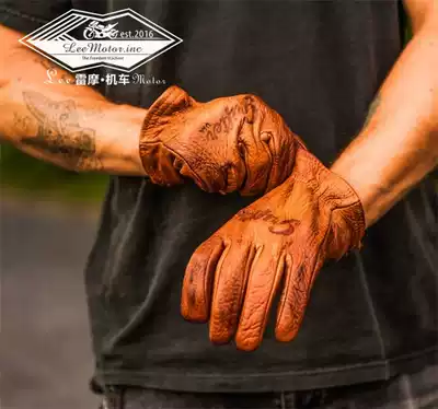 American imported grifter rough retro bison leather deerskin denim heavy machine Harley Wind men's and Women's knight gloves