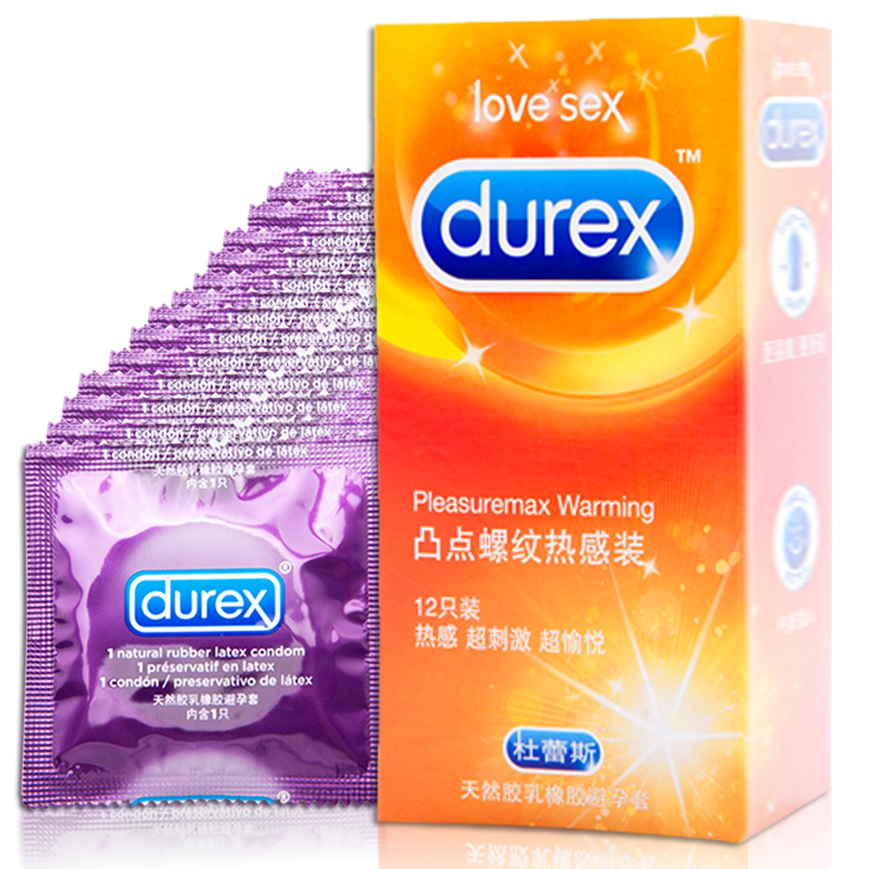 杜蕾斯避孕套 凸点螺纹热感12只装中号安全套套成人情趣性用品