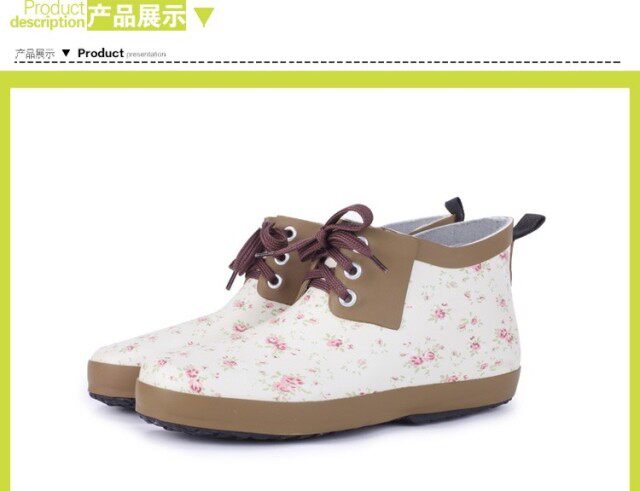 Outer single fashion Low top water shoes Short rain boots Light rain boots Elegant floral Women's rain boots Overshoes