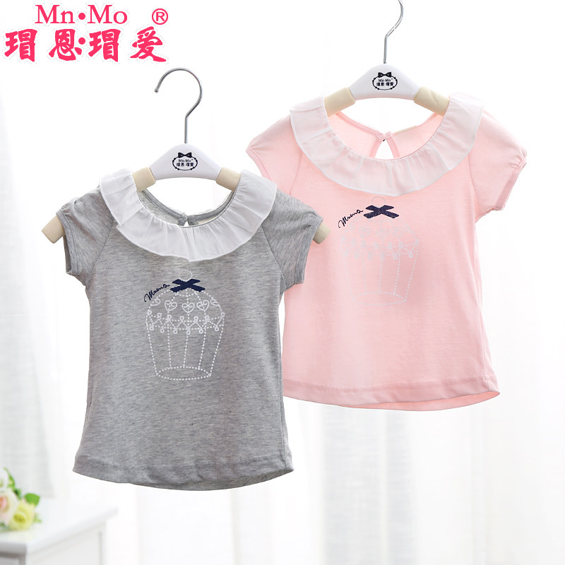 瑁恩瑁爱夏季新款宝宝t恤纯棉女童短袖百搭婴儿衣服儿童上衣0-4岁