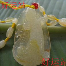 Украшения на шею 促销龙陵黄龙玉今非昔比吊坠玉石蜥蜴手工玉坠黄蜡石男士项链挂件