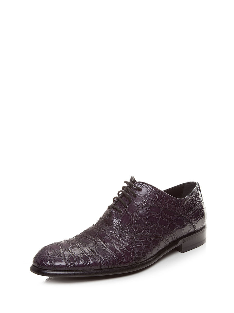 Dolce&Gabbana 深紫色鳄鱼纹牛津鞋