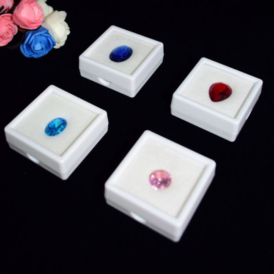 White color treasure box square box 4*4 white diamond box color gem box bare stone box loose diamond transparent box ring box