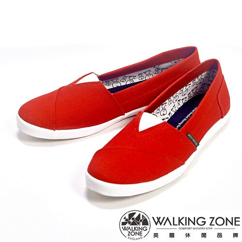 WALKING ZONE 素面轻便百搭帆布休闲女鞋-红台湾官网直邮进口