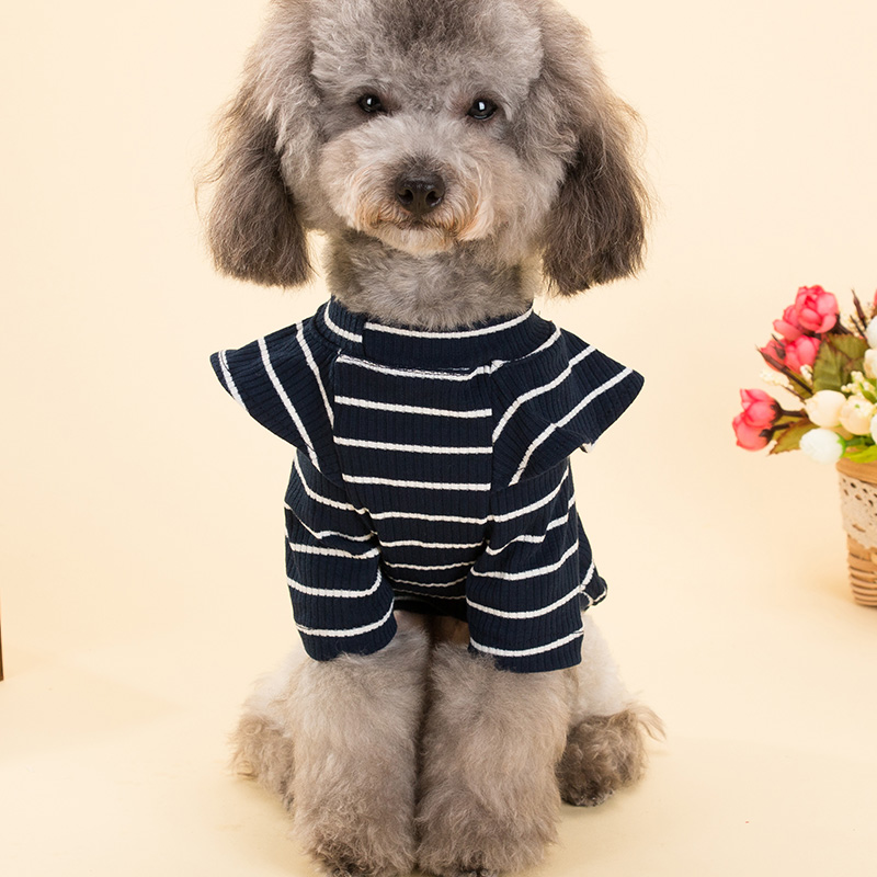 条纹打底衫小狗狗衣服泰迪比熊博美猫咪两脚衣宠物服装春夏款卫衣