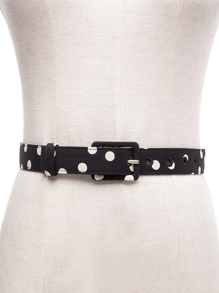 Dolce&Gabbana 黑色波点图案针扣式腰带