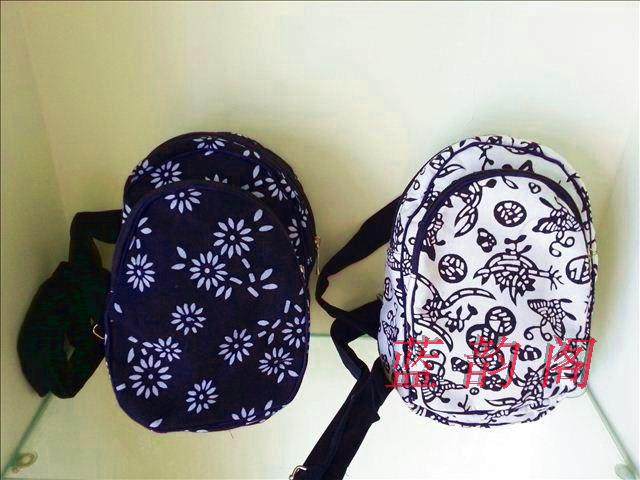 Wuzhen blue printed cloth bag small fresh and fashionable out chest bag travel zipper satchel small bag (two colors in)