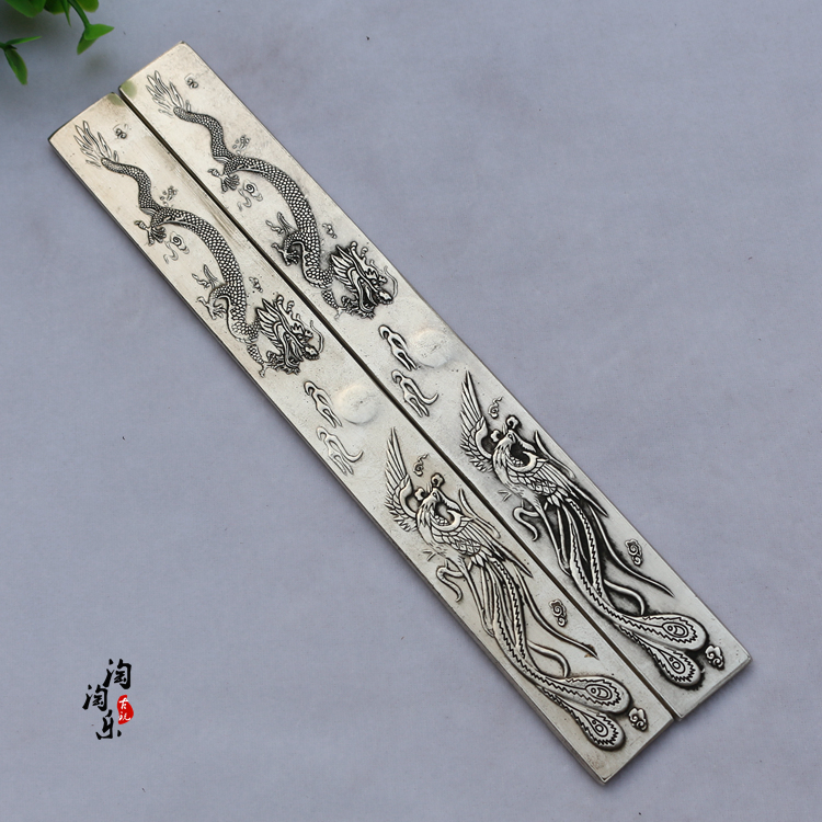 Longfeng colorful stainless steel antique iron town ruler Calligraphy calligraphy Paperweight paper pressure paper Metal white copper large town ruler