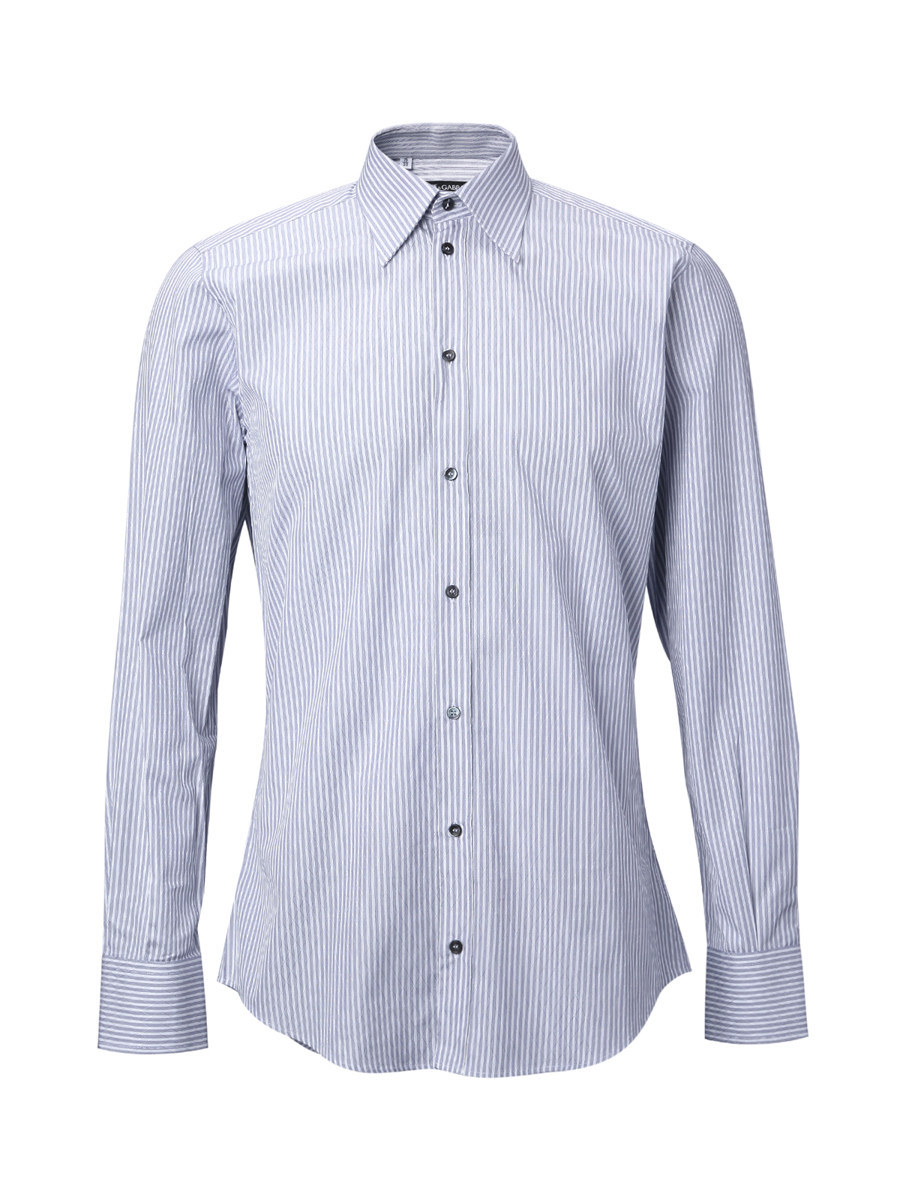 Dolce&Gabbana 蓝色条纹菱格提花长袖衬衫