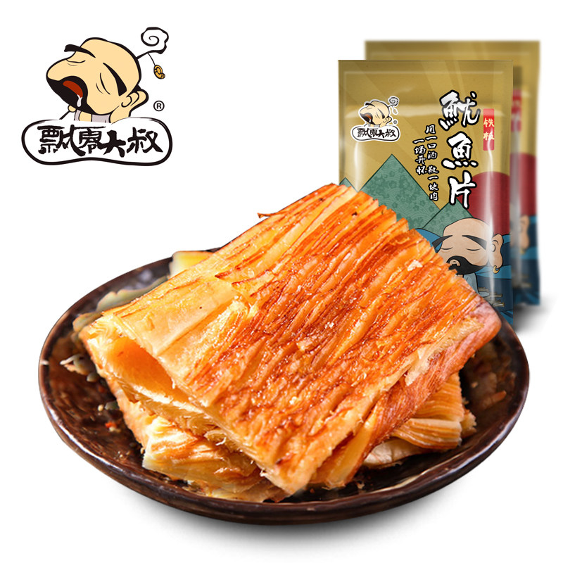 【天猫超市】飘零大叔 海味零食 铁板鱿鱼片100克 果木熏烤鱿鱼块
