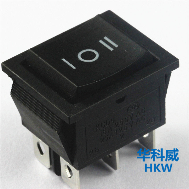 Large current rocker switch black triple-gear double-throw double throw six feet