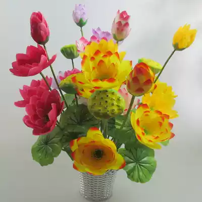 Simulation of 9 Lotus Lotus Lotus sacrifice tomb sweeping tomb tomb tomb decoration flower worship plastic fake flower