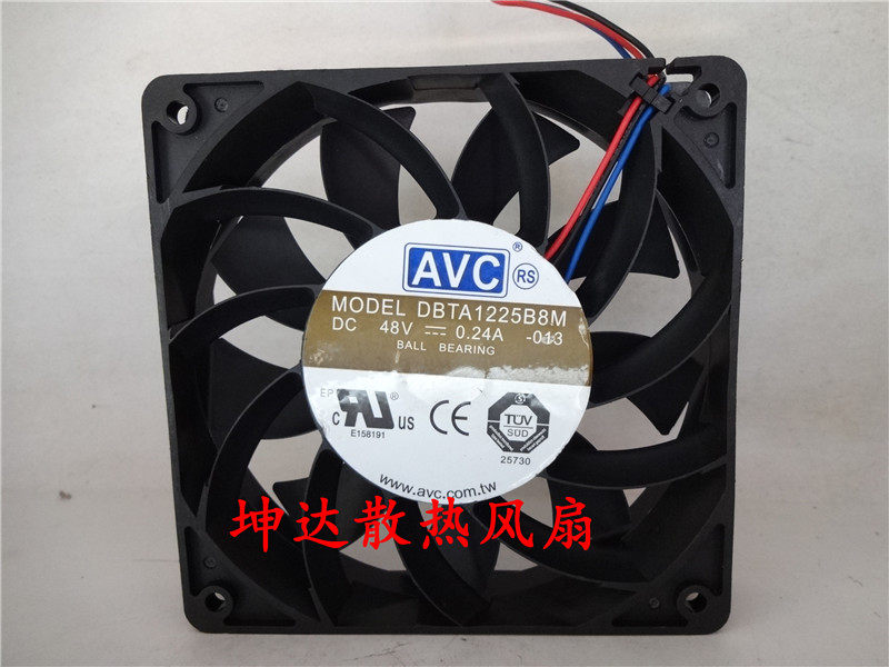 Taiwan AVC DBTA1225B8M 48V 0 24A 12CM 12025 3-wire inverter cooling fan