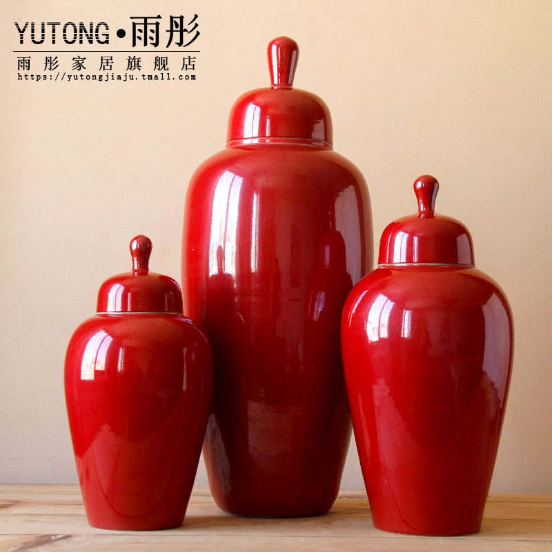 Opens to booking a soft outfit home storage tank model of jingdezhen ceramics red piece of classic adornment furnishing articles ceramics