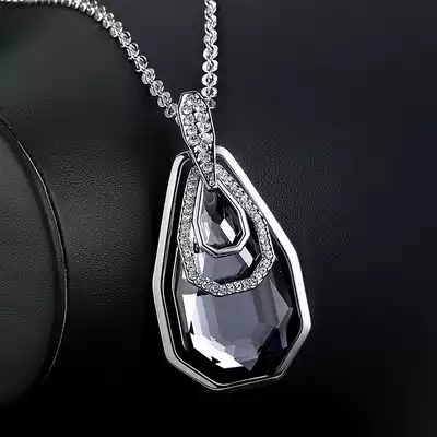 European and American retro high-end long sweater chain Japan and South Korea imported jewelry Tarot square crystal rhinestone pendant necklace