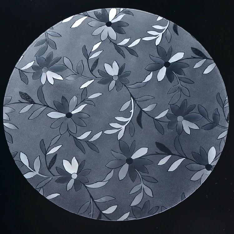 Flower 60cm round transparent soft glass round tablecloth frosted crystal board coffee table mat PVC plastic round table glue