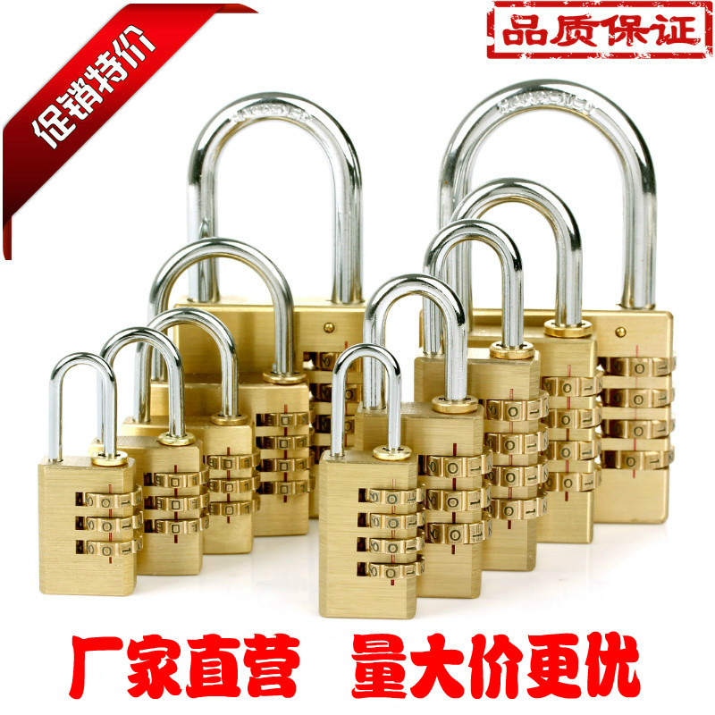 Pure Copper Code Lock Padlock 3 4 Places Gate Warehouse Overall Cabinet Luggage Pull Chain Fitness Room More Wardrobe Drawers lock head