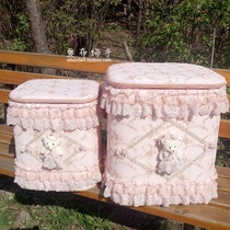 Multifunctional storage stool storage stool Exquisite pink lace storage box seat stool shoe change stool sofa stool