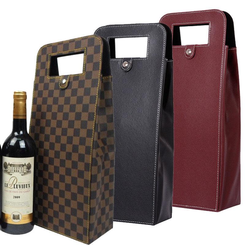 Red wine box gift box single and double only leather box red wine bag leather bag tote bag wine packaging spot leather box wine box