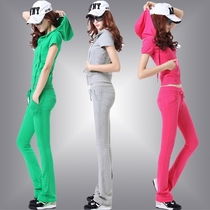 In the summer of 2018 new tide Han edition fashion casual sportswear suit female summer short sleeve running pure cotton two pieces