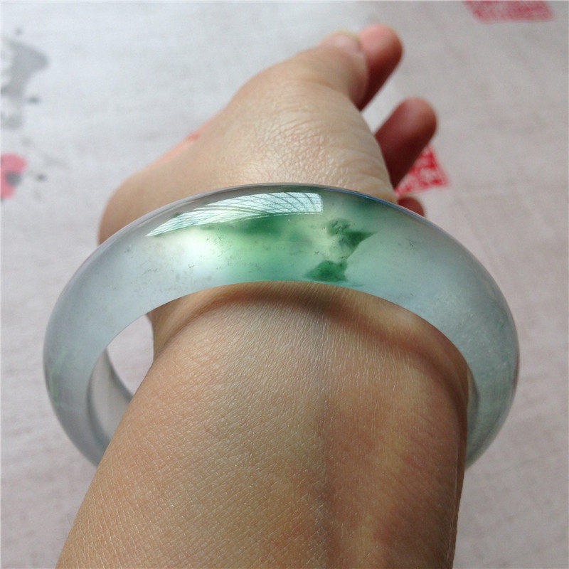 Gao Bingzhong a goods Yang green floating flower belt certificate jade jade bracelet natural Burmese old pit jade bracelet