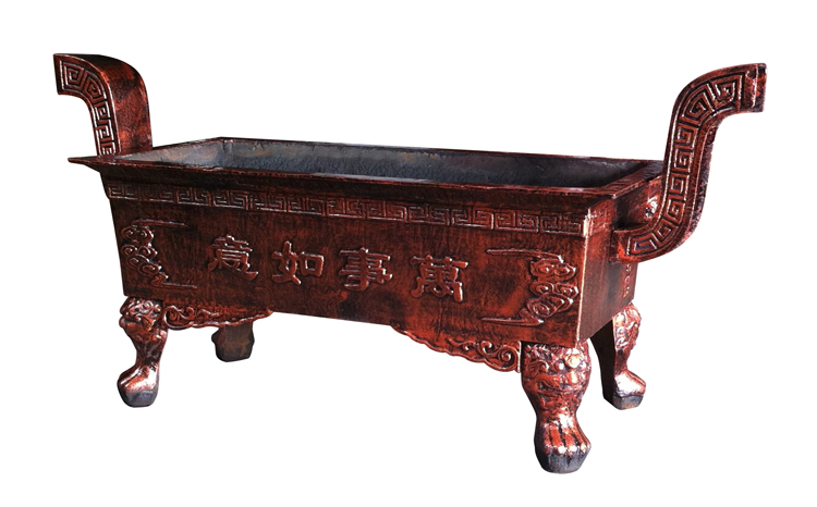 Rectangular flat-mouth straight belly iron incense stove burning incense stove large iron incense stove (tail section 1100)