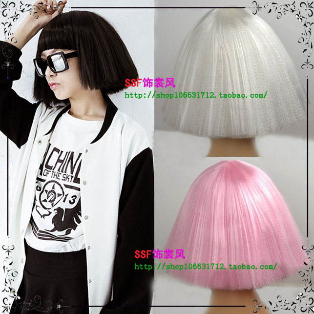 Cornrow Wig for Women, Short Hair, Afro Style, Fluffy Broomhead Style, Nightclub Celebrity Style, White, Black, Pink Cornrow Wig for Women, Short Hair, Afro Style, Fluffy Broomhead Style, Nightclub Celebrity Style, White, Black, Pink