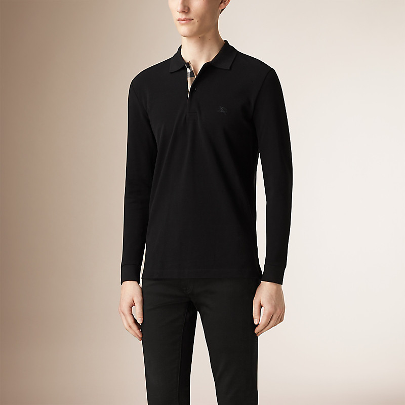 BURBERRY/博柏利格纹开襟长袖 Polo 衫 39821641