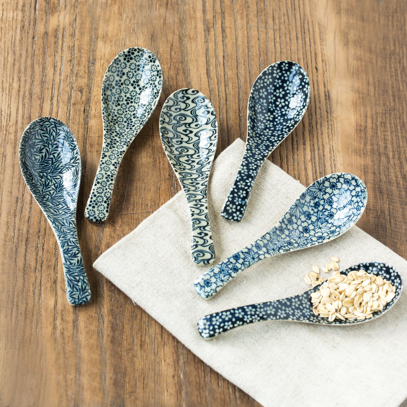 Under the dark grain ceramic spoon, glaze color restoring ancient ways is imported from Japan Japanese small spoon, spoon, spoon, tableware household spoons