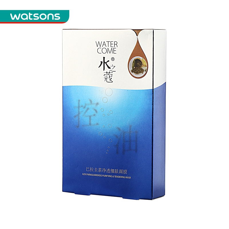【屈臣氏】水之蔻巴拉圭茶净透细肤面膜25克X6片装