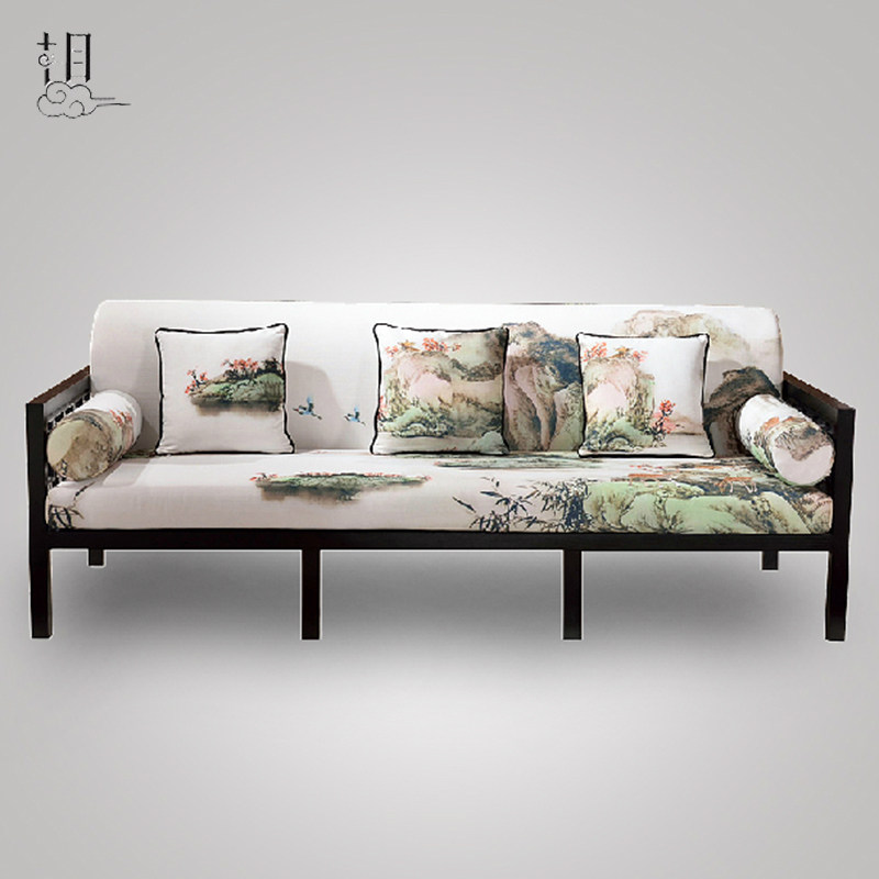 New Chinese Sofa Composition Cloth Art Trio Duo Single Soft Bag Sofa Tea Table Corner A Few Cases Innate