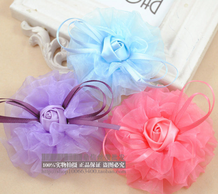 diy hand holding flower material accessories Korean version 8cm yarn with handmade lace with ribbon yarn with flower hair accessories to accessories flowers