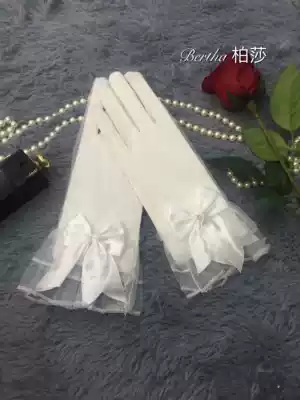 Bertha Korean hipster Bow Crystal Net Wedding Gloves Short Tour Photo Gallery Accessories