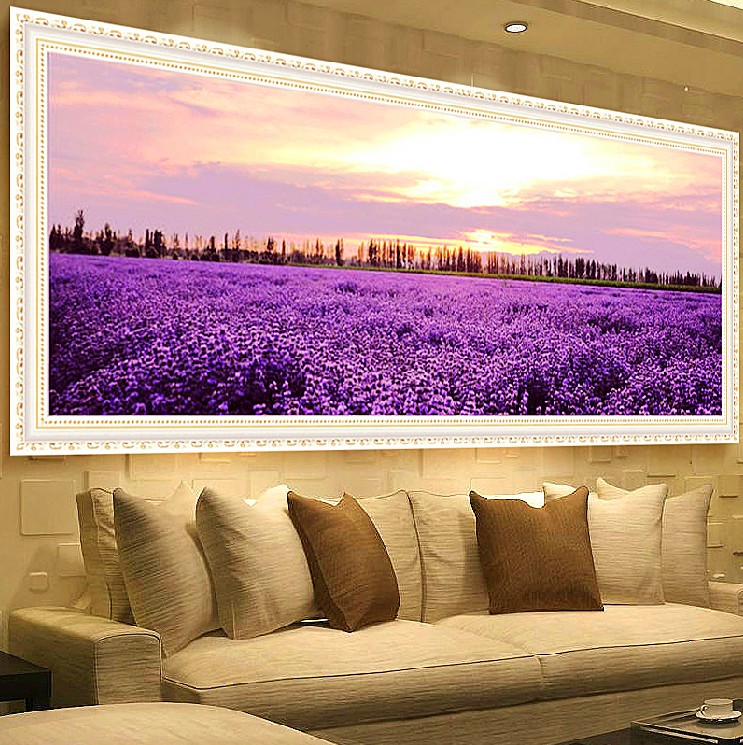 Mona Lisa cross stitch love sea purple rhyme lavender flowers large new living room bedroom wedding festive