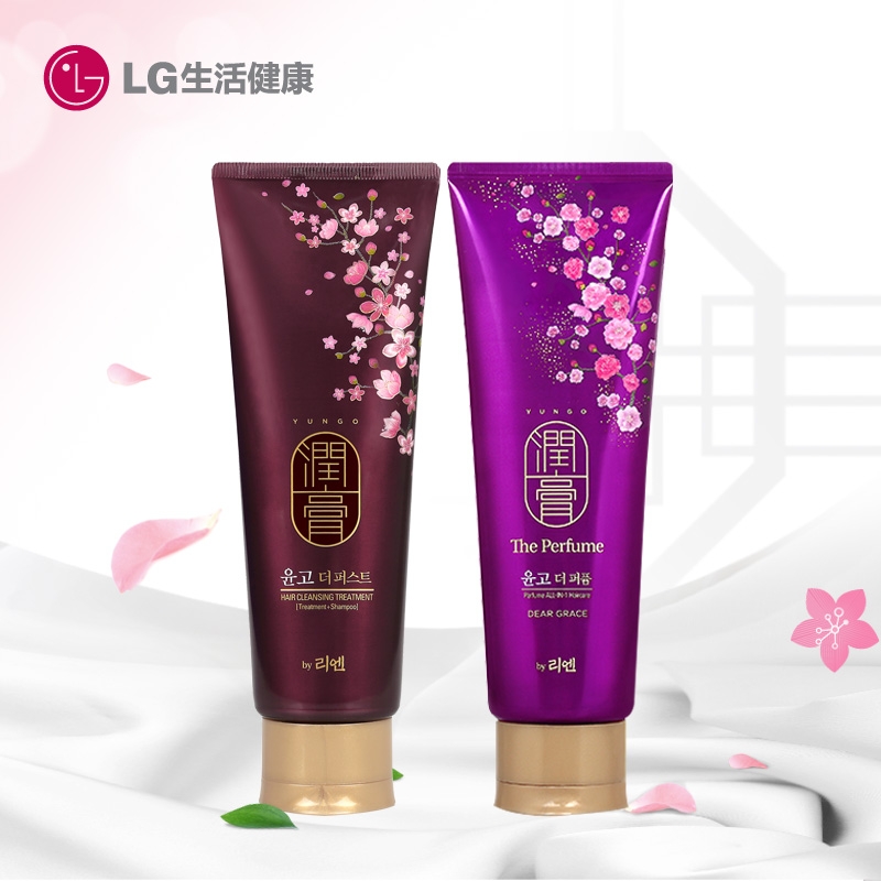 韩国LG正品 润膏 二合一洗护发素+优雅紫色滋养洗发膏套装500ml