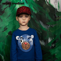 Mini Rodini autumn winter blue small bear long sleeve male and female child necropolis childrens baby round collar blouses child clothing