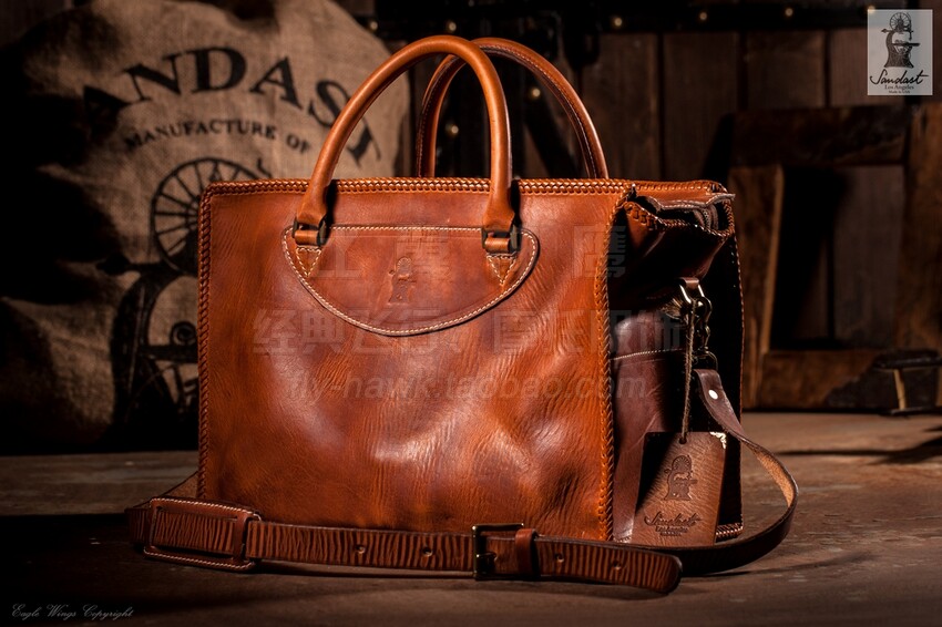 Sanlast China's total generation American handmade horween cow leather Classic retro briefcase-Sidus Starn